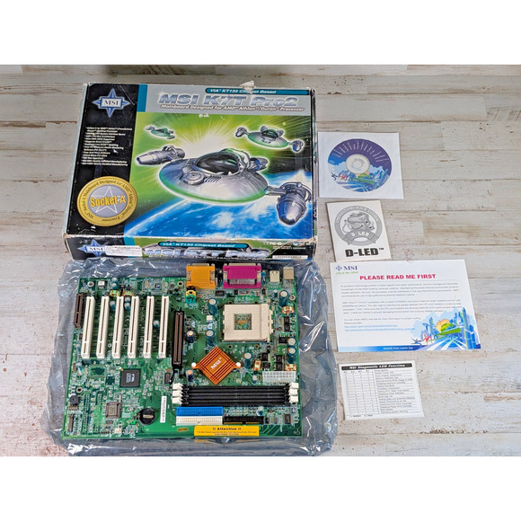 PARTS/REPAIR MSI K7T Pro2 ATX Motherboard Socket A AGP Universal 6 PCI KT133 v3 - Picture 1 of 14